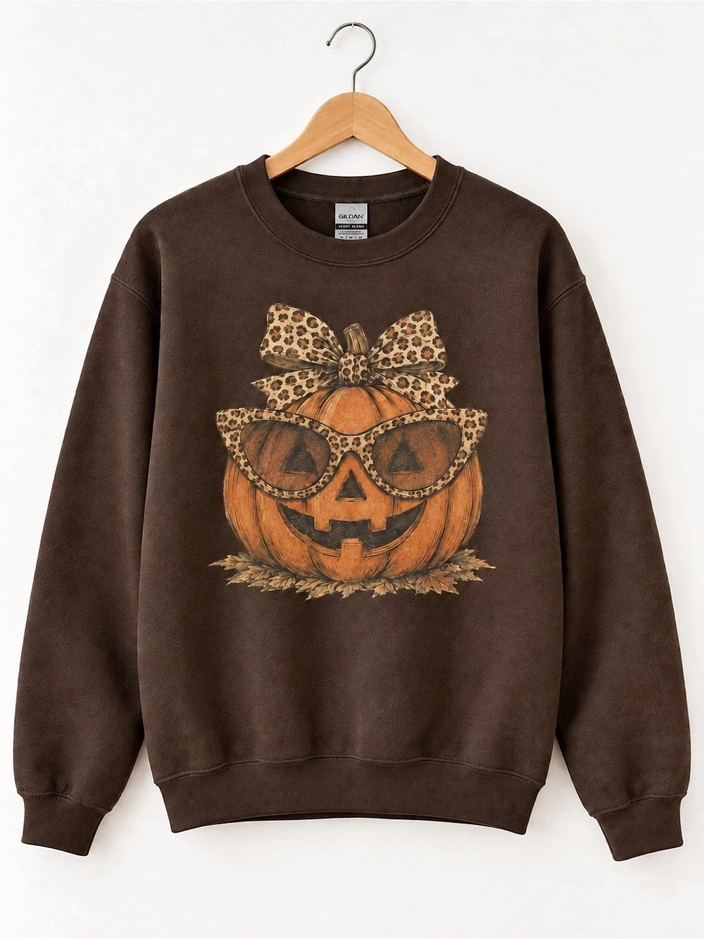 Pumpkin Halloween Unisex Sweatshirt Fall Leopard Crewneck
